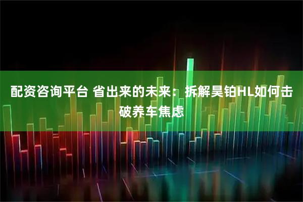 配资咨询平台 省出来的未来：拆解昊铂HL如何击破养车焦虑